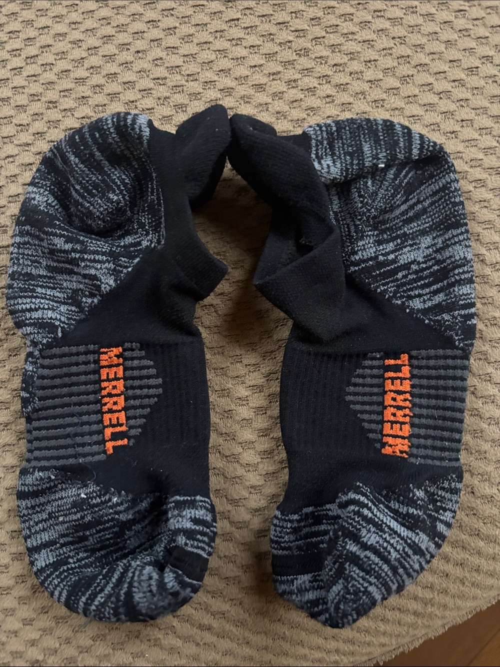 Merrell Low-Cut Athletic Socks in Black, Gray with Orange Logo